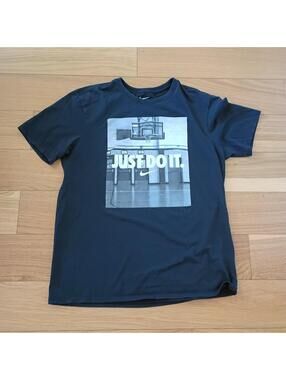Nike Just Do It Basketball Tee with basketball hoop graphic